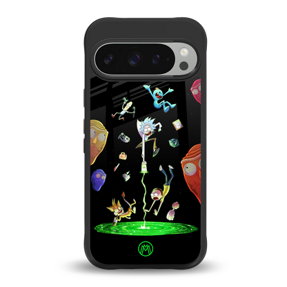 rick and morty amoled back phone cover | glass case for google pixel 9 pro xl