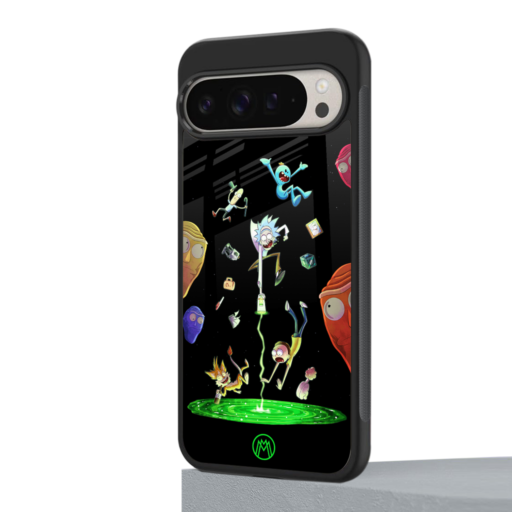 rick and morty amoled back phone cover | glass case for google pixel 9 pro