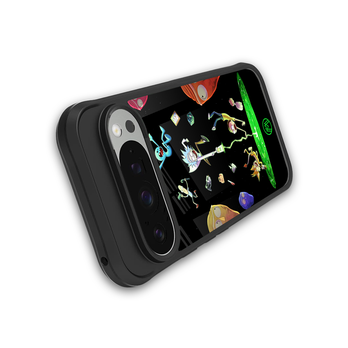 rick and morty amoled back phone cover | glass case for google pixel 9 pro xl