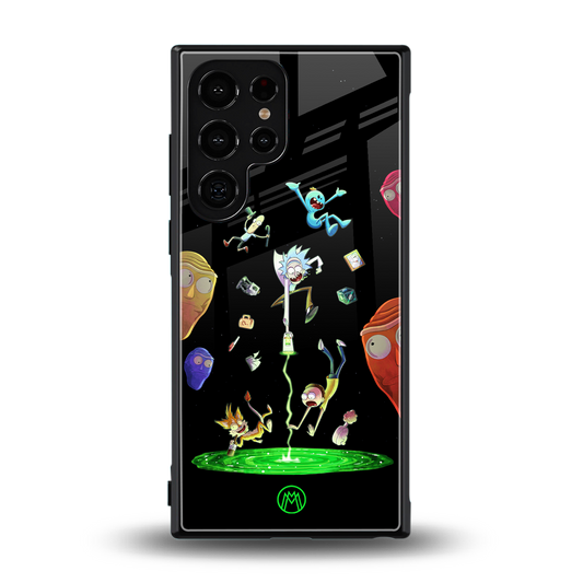 rick and morty amoled back phone cover | glass case for samsung galaxy s24 ultra