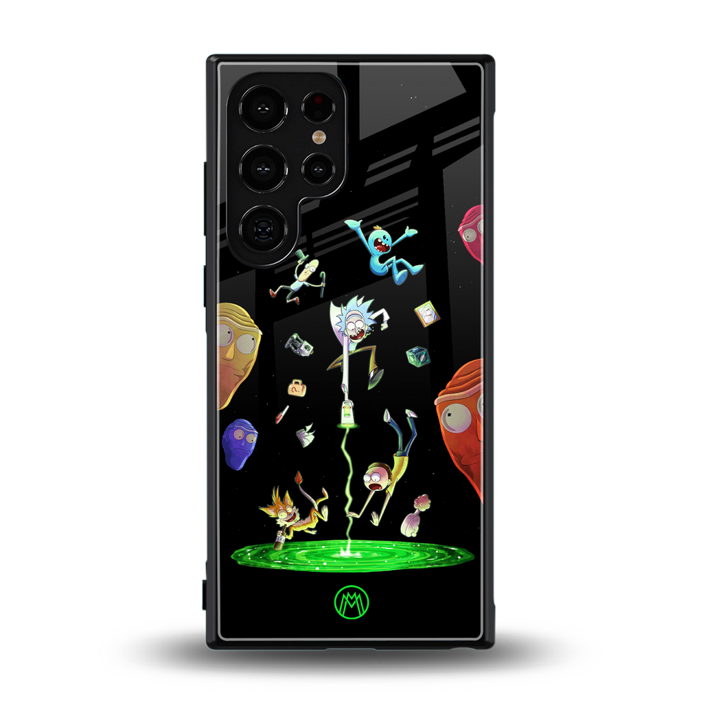 rick and morty amoled back phone cover | glass case for samsung galaxy s23 ultra