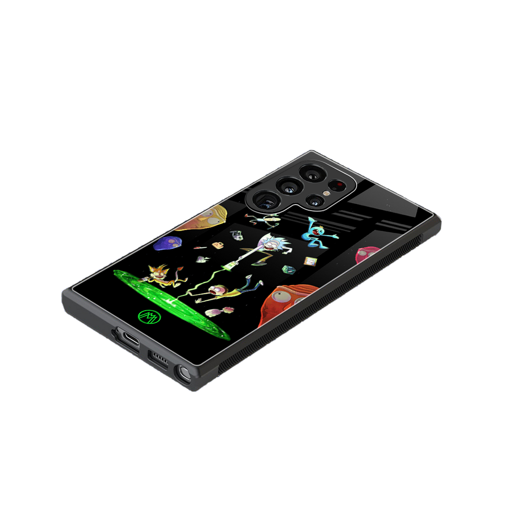 rick and morty amoled back phone cover | glass case for samsung galaxy s23 ultra