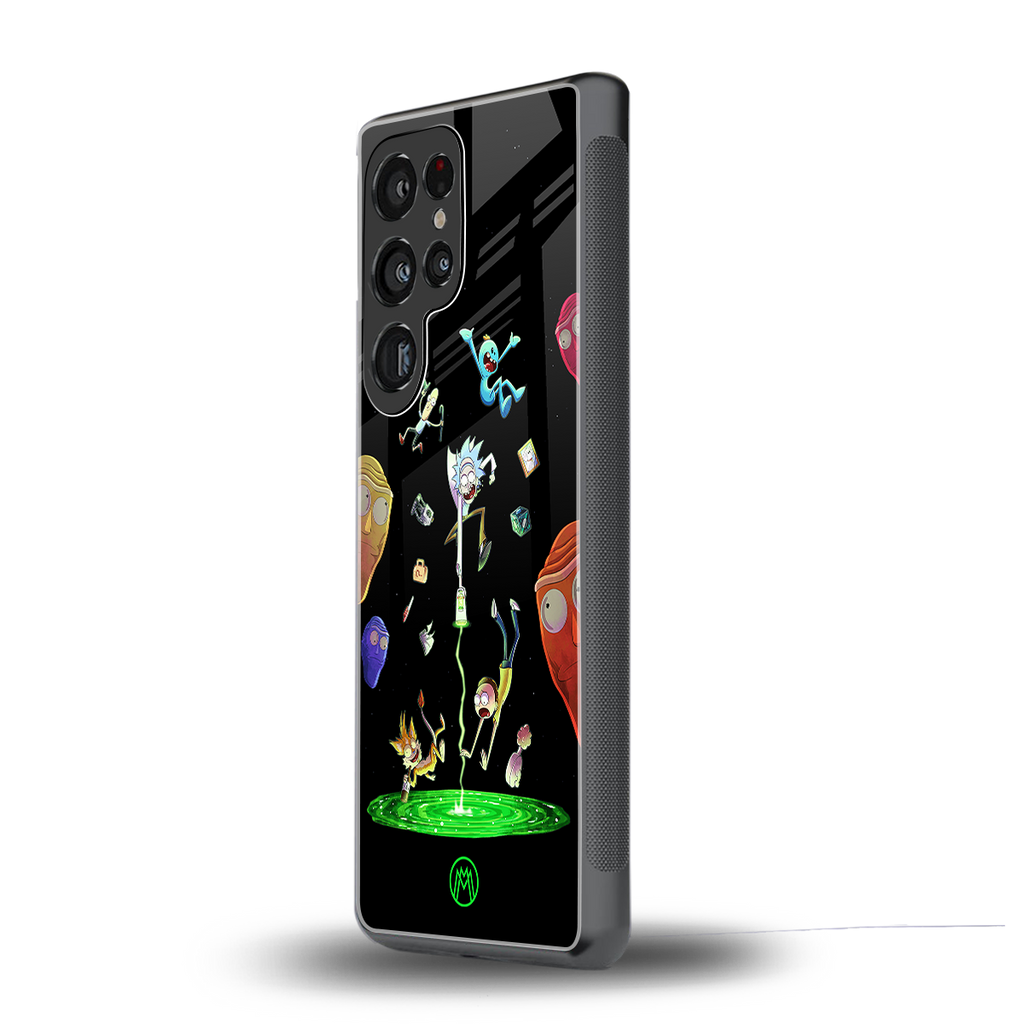 rick and morty amoled back phone cover | glass case for samsung galaxy s25 ultra