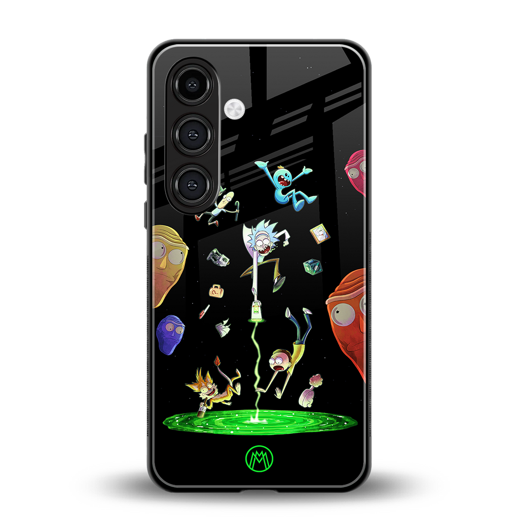 rick and morty amoled back phone cover | glass case for samsung galaxy s25 plus