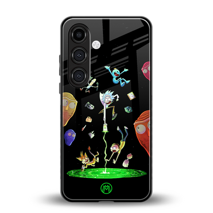 rick and morty amoled back phone cover | glass case for samsung galaxy s24 fe