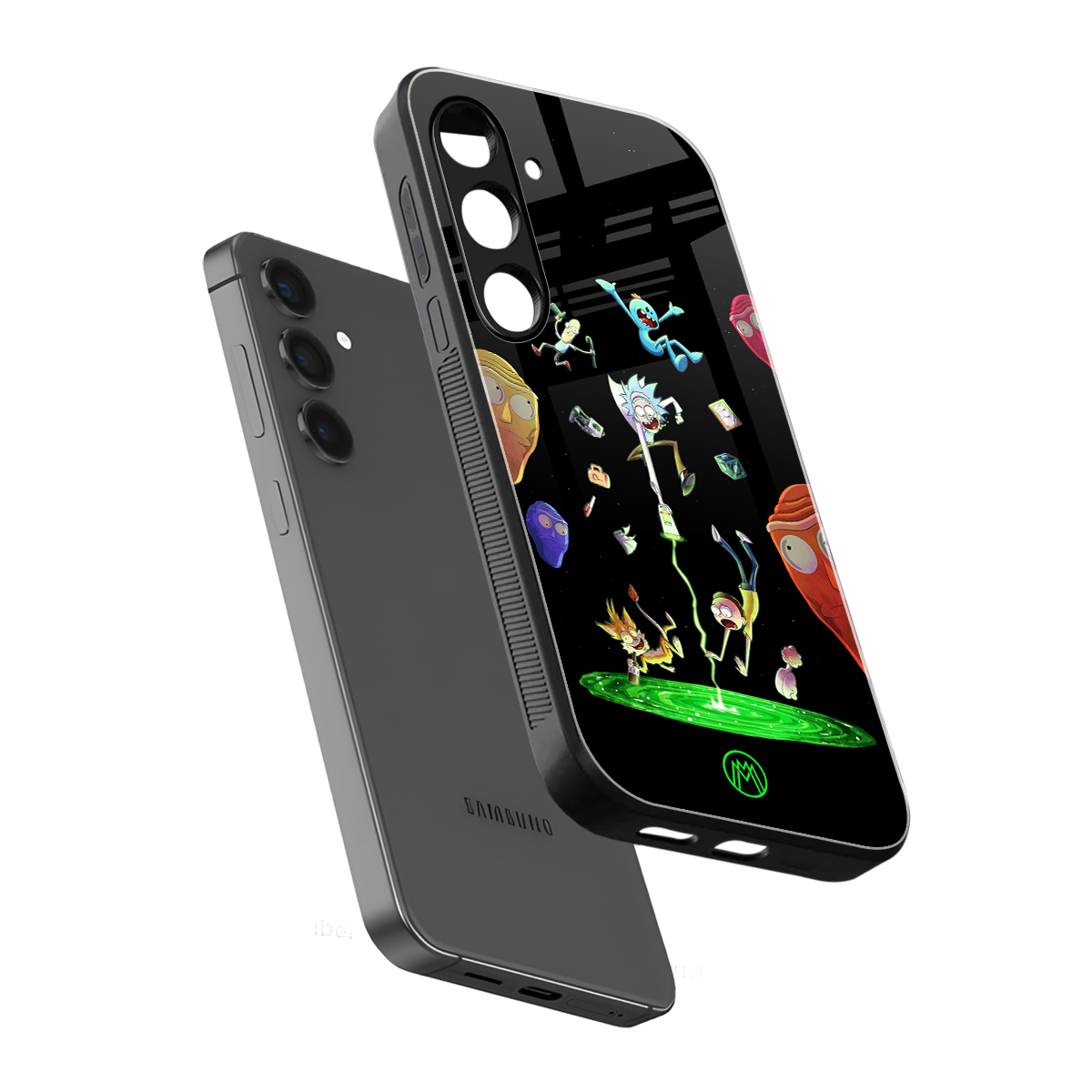 rick and morty amoled back phone cover | glass case for samsung galaxy s24 plus