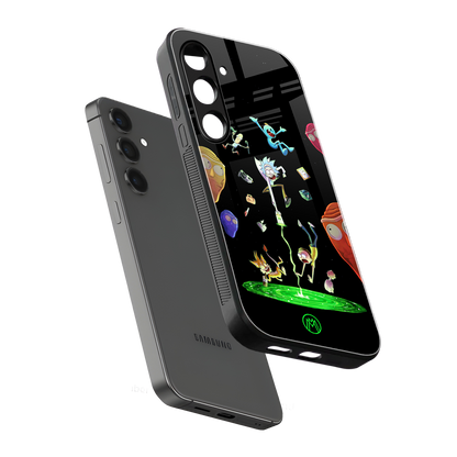 rick and morty amoled back phone cover | glass case for samsung galaxy s24 fe