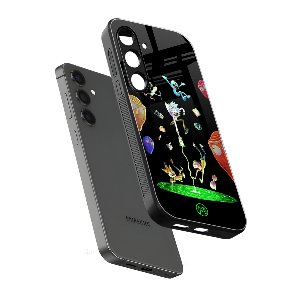 rick and morty amoled back phone cover | glass case for samsung galaxy s23 plus