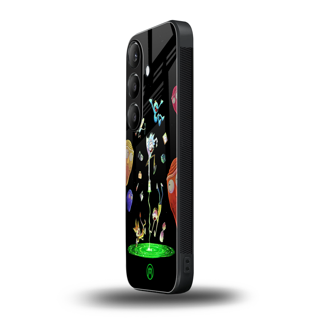 rick and morty amoled back phone cover | glass case for samsung galaxy s24