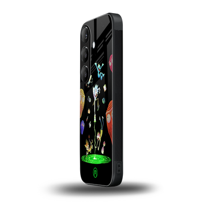 rick and morty amoled back phone cover | glass case for samsung galaxy s24 fe