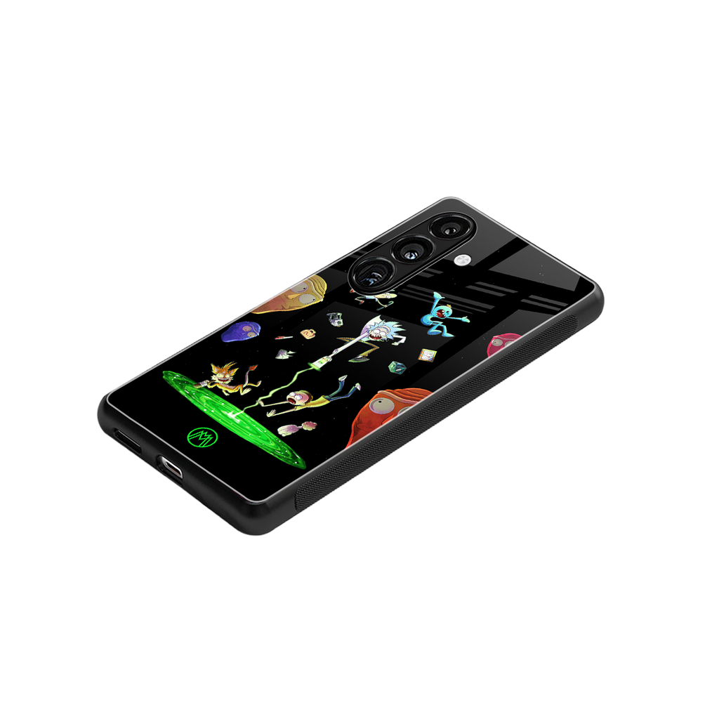 rick and morty amoled back phone cover | glass case for samsung galaxy s23 plus