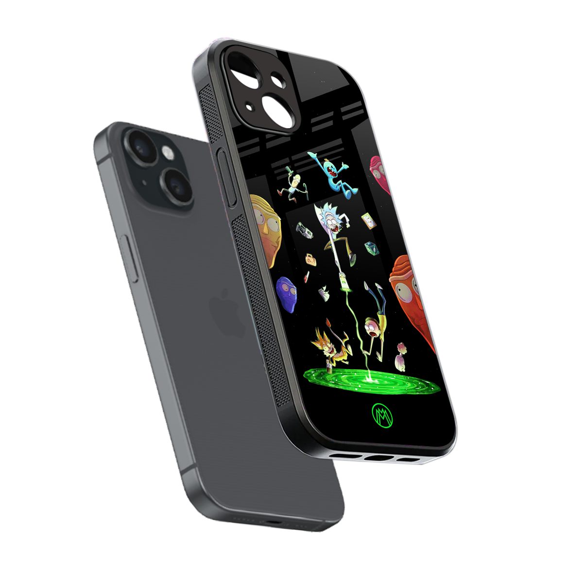 rick and morty amoled back phone cover | glass case for iphone 15
