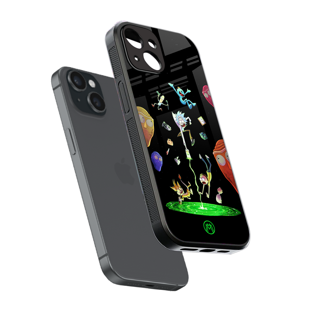 rick and morty amoled back phone cover | glass case for iphone 14