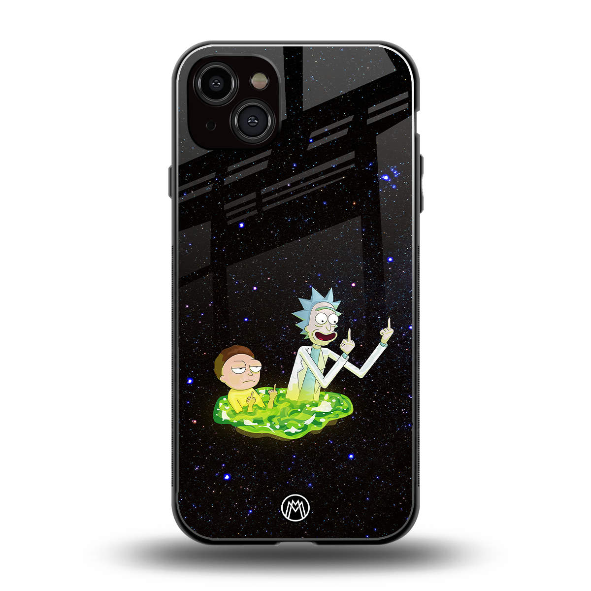rick and morty fo aesthetic back phone cover | glass case for iphone 15 plus