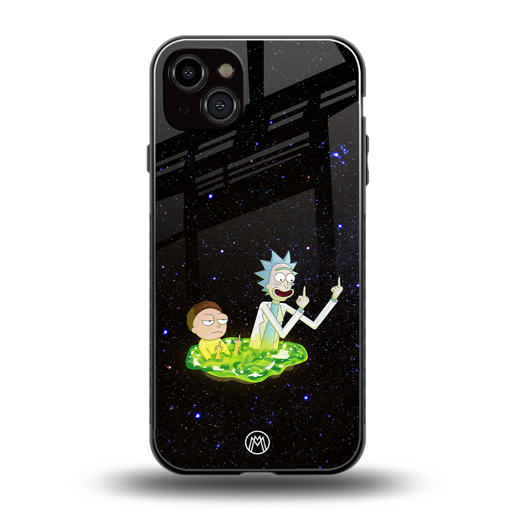 rick and morty fo aesthetic back phone cover | glass case for iphone 14 plus