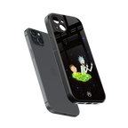 rick and morty fo aesthetic back phone cover | glass case for iphone 15 plus