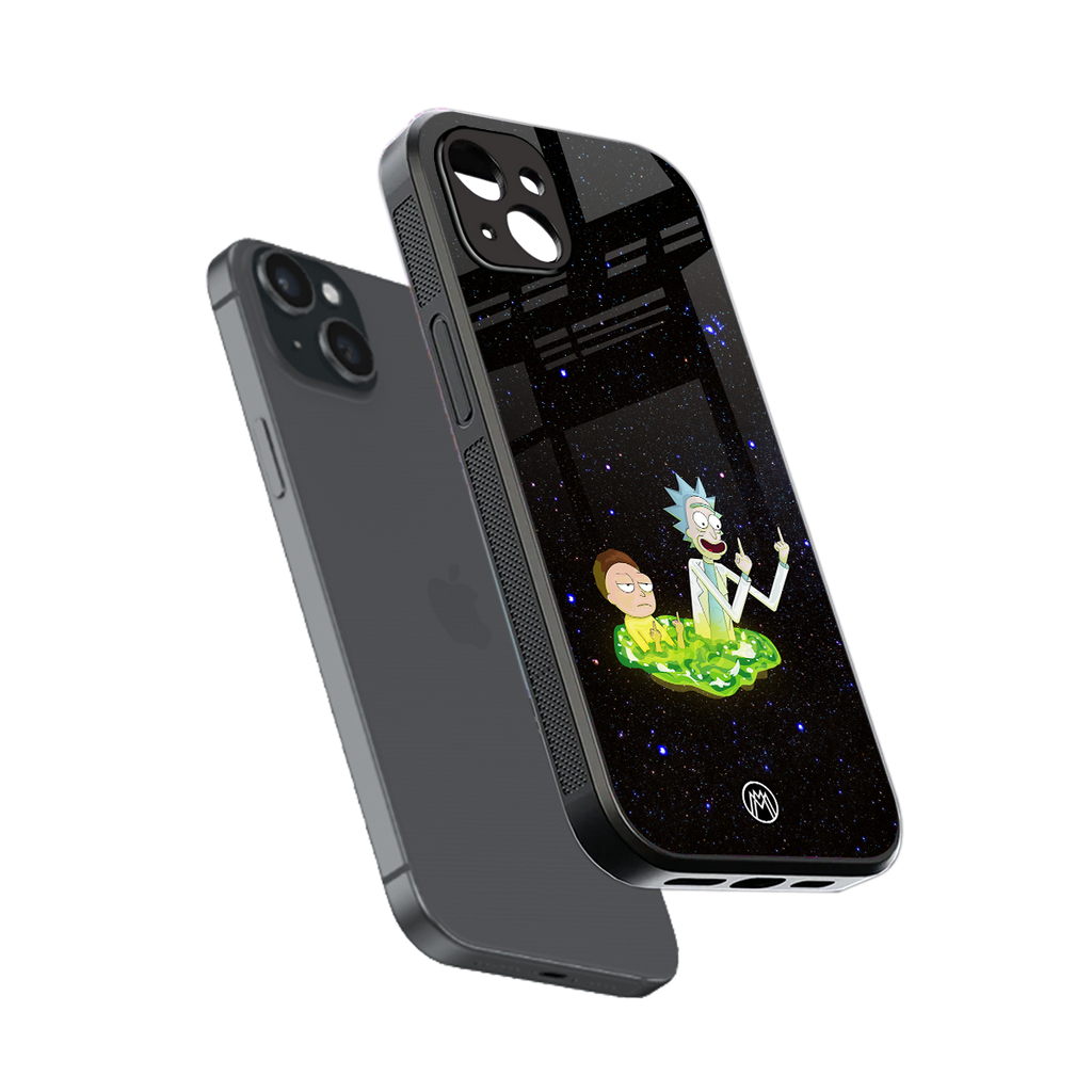 rick and morty fo aesthetic back phone cover | glass case for iphone 14 plus