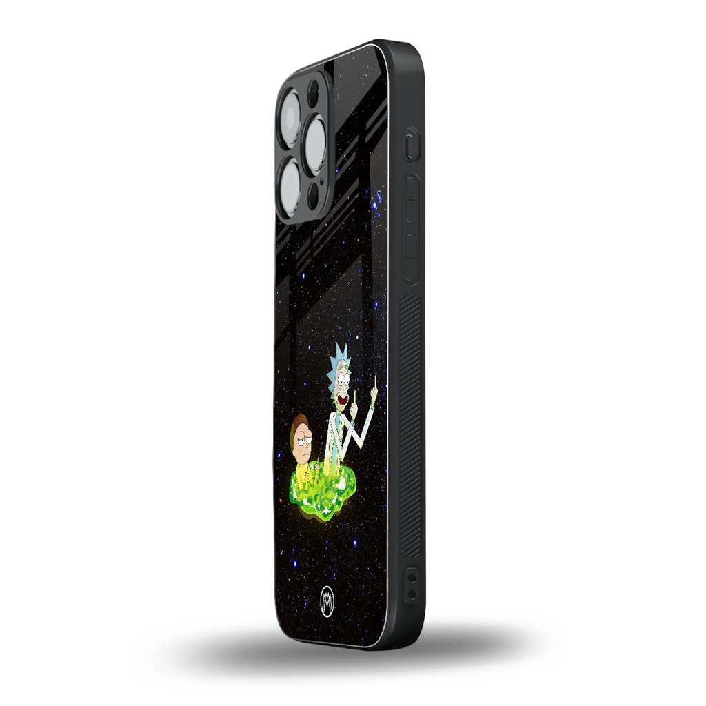 rick and morty fo aesthetic back phone cover | glass case for iphone 14 pro max