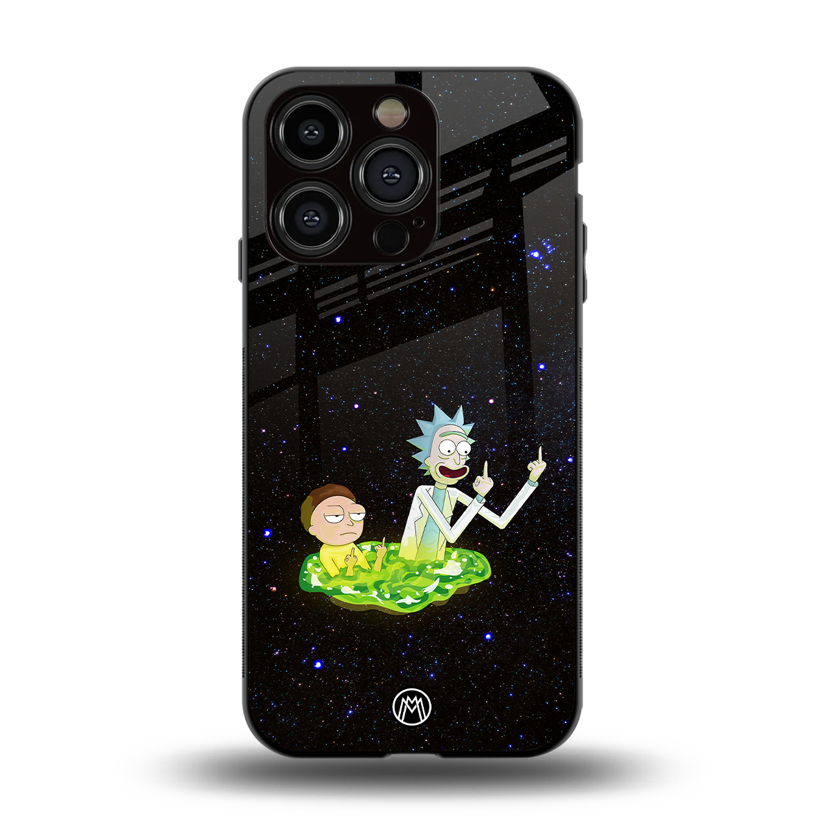 rick and morty fo aesthetic back phone cover | glass case for iphone 15 pro