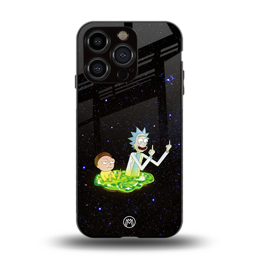 rick and morty fo aesthetic back phone cover | glass case for iphone 15 pro