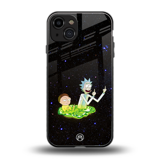 rick and morty fo aesthetic back phone cover | glass case for iphone 15