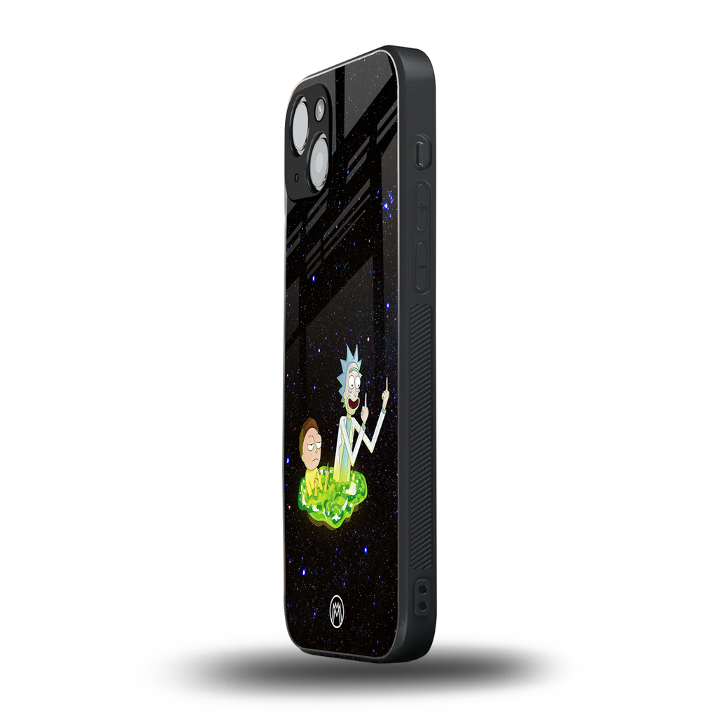 rick and morty fo aesthetic back phone cover | glass case for iphone 15
