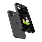 rick and morty fo aesthetic back phone cover | glass case for iphone 16 plus
