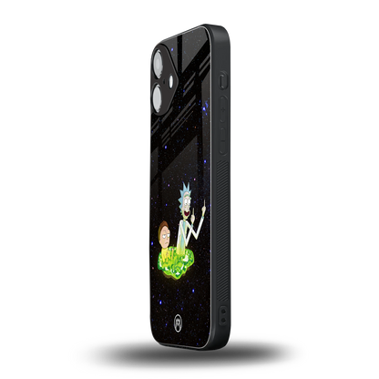 rick and morty fo aesthetic back phone cover | glass case for iphone 16 plus