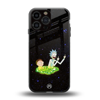 rick and morty fo aesthetic back phone cover | glass case for iphone 16 pro max