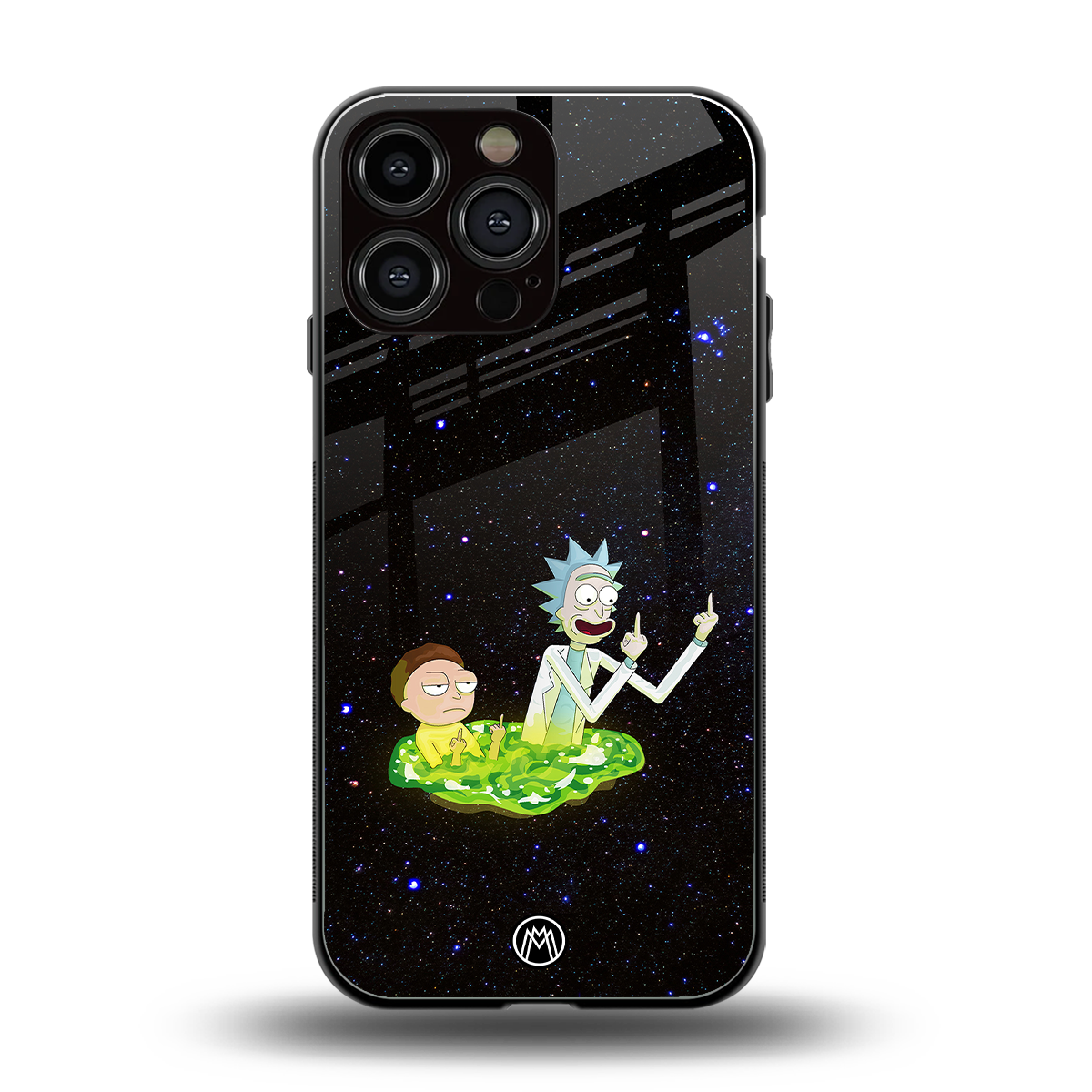 rick and morty fo aesthetic back phone cover | glass case for iphone 16 pro max
