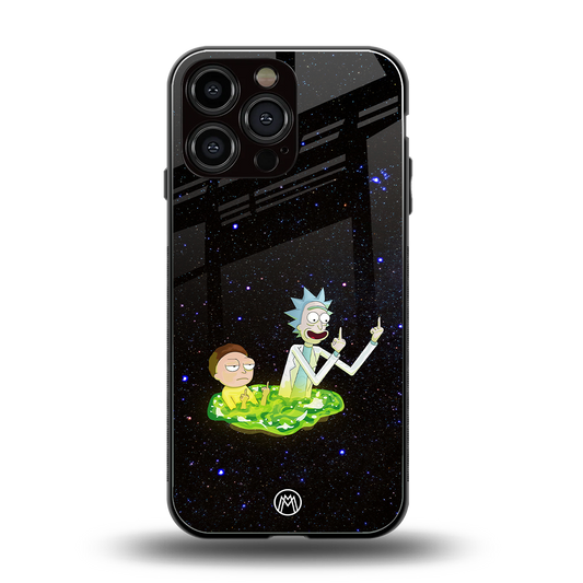 rick and morty fo aesthetic back phone cover | glass case for iphone 16 pro max