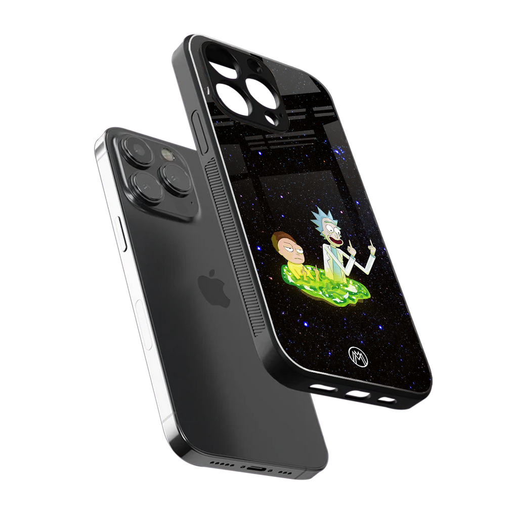 rick and morty fo aesthetic back phone cover | glass case for iphone 16 pro max