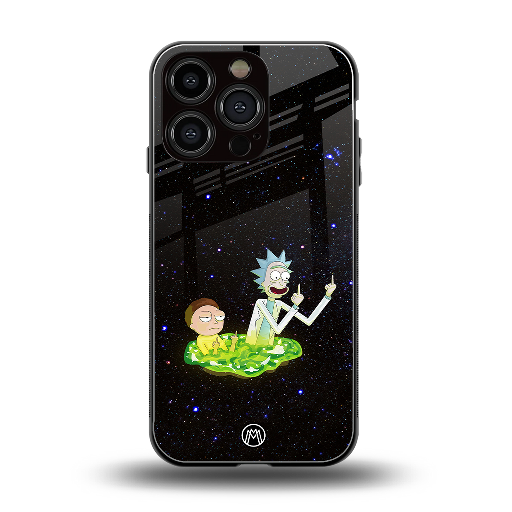 rick and morty fo aesthetic back phone cover | glass case for iphone 16 pro