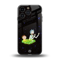 rick and morty fo aesthetic back phone cover | glass case for iphone 16 pro