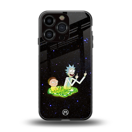 rick and morty fo aesthetic back phone cover | glass case for iphone 16 pro