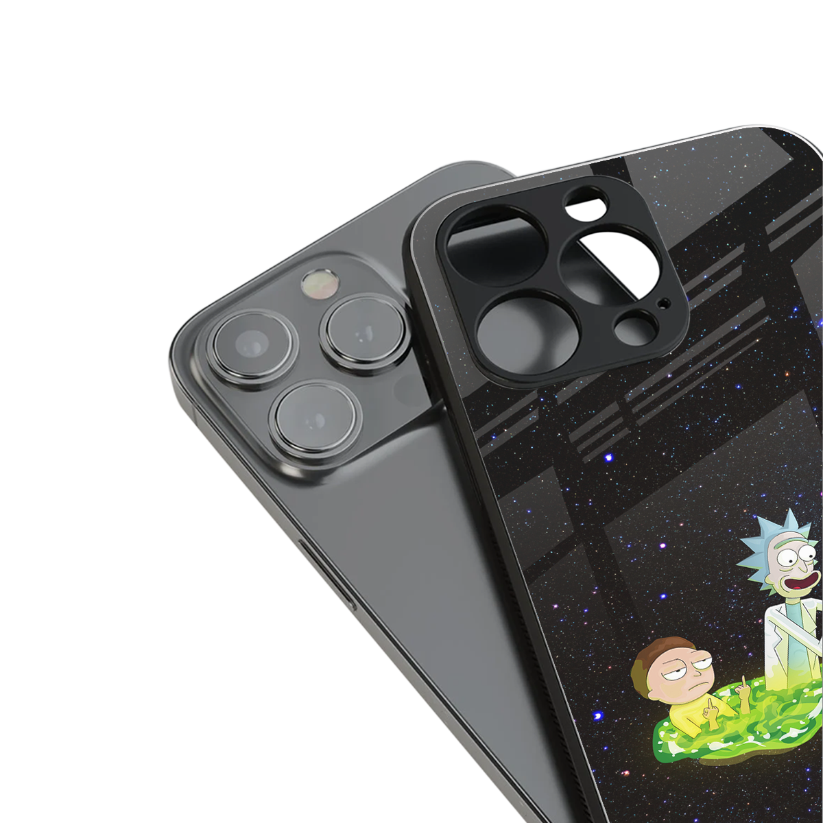 rick and morty fo aesthetic back phone cover | glass case for iphone 16 plus