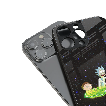 rick and morty fo aesthetic back phone cover | glass case for iphone 16 pro