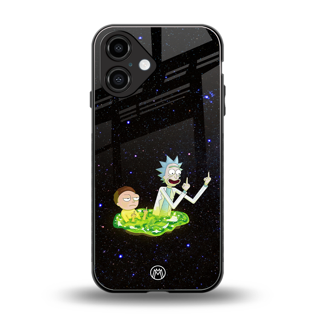 rick and morty fo aesthetic back phone cover | glass case for iphone 16