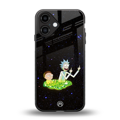 rick and morty fo aesthetic back phone cover | glass case for iphone 16