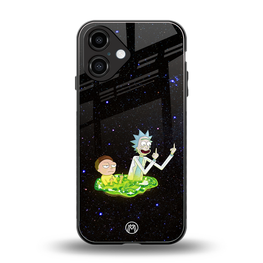 rick and morty fo aesthetic back phone cover | glass case for iphone 16
