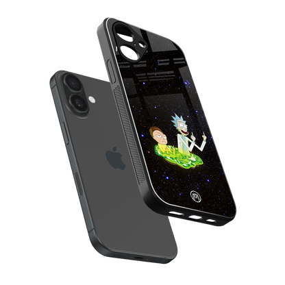 rick and morty fo aesthetic back phone cover | glass case for iphone 16