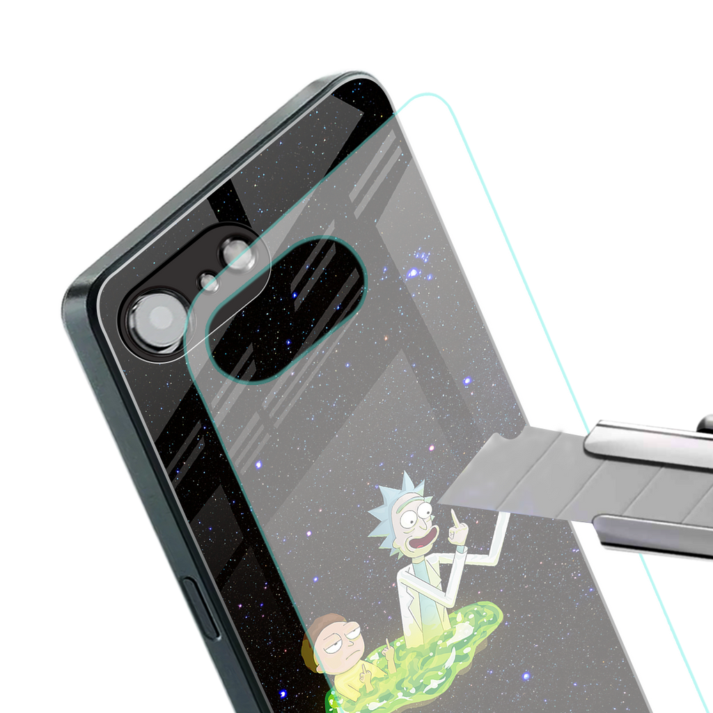 rick and morty fo aesthetic back phone cover | glass case for iphone 16e