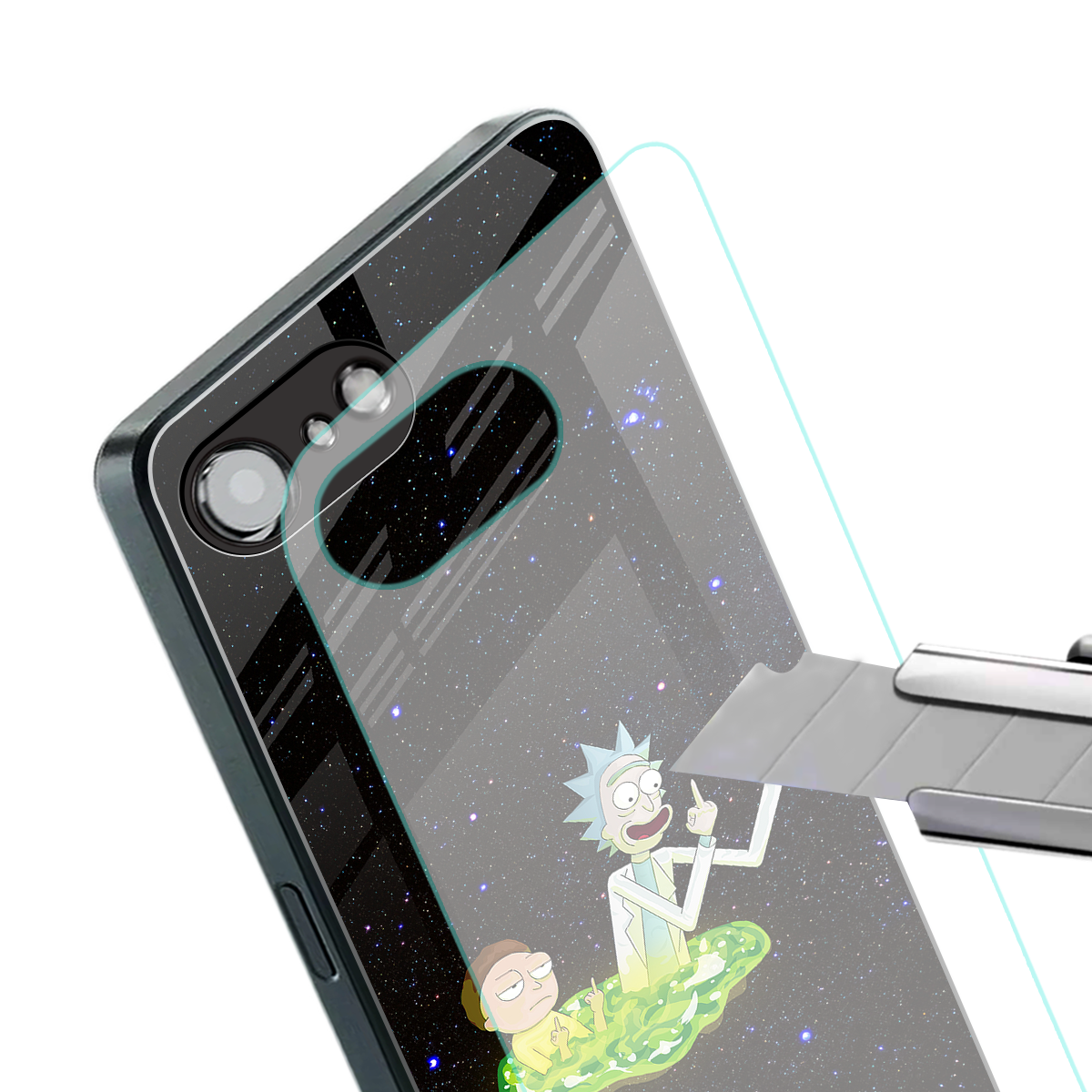 rick and morty fo aesthetic back phone cover | glass case for iphone 16e