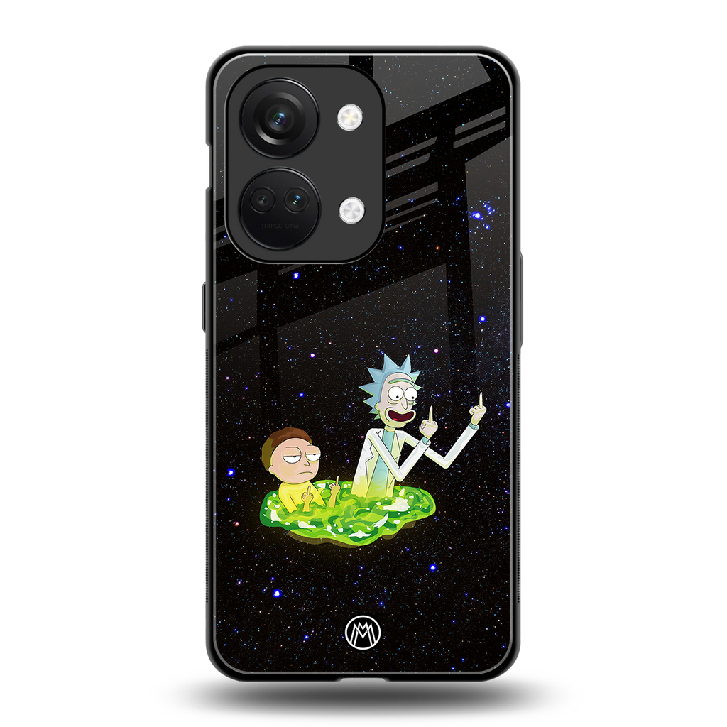 rick and morty fo aesthetic back phone cover | glass case for oneplus nord 3