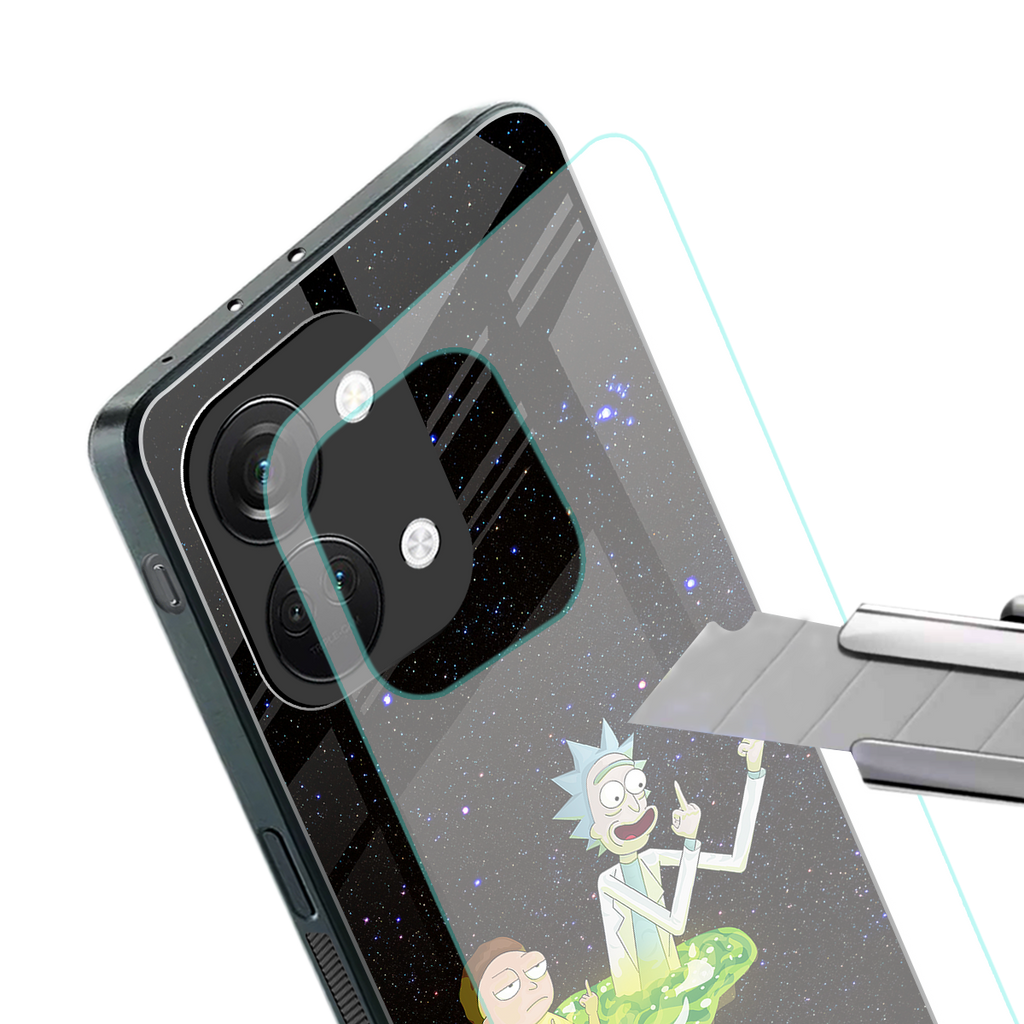 rick and morty fo aesthetic back phone cover | glass case for oneplus nord 3