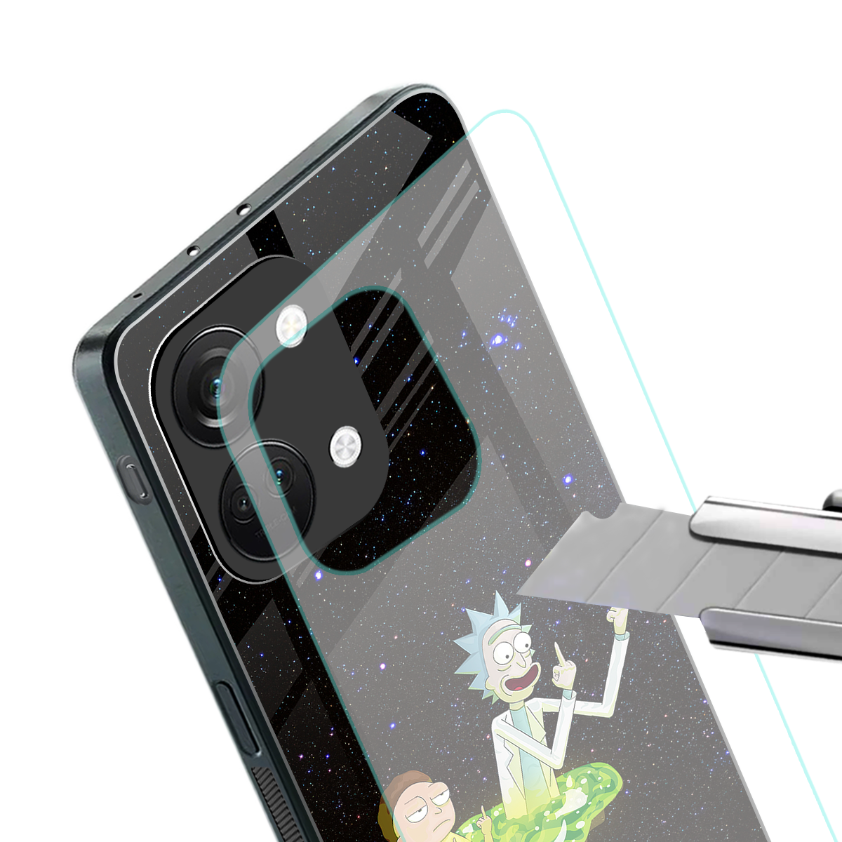 rick and morty fo aesthetic back phone cover | glass case for oneplus nord 3