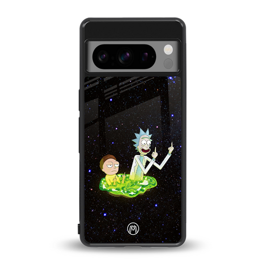 rick and morty fo aesthetic back phone cover | glass case for google pixel 8 pro