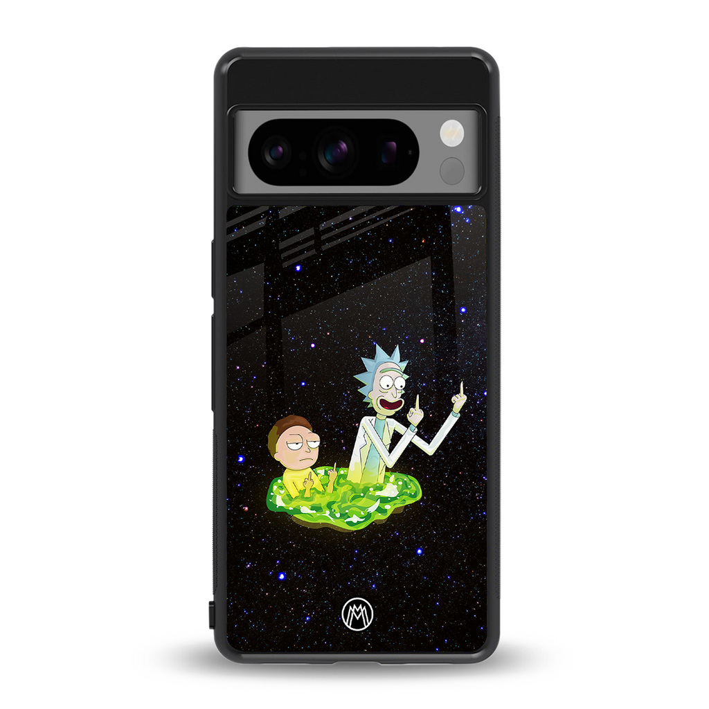 rick and morty fo aesthetic back phone cover | glass case for google pixel 8 pro