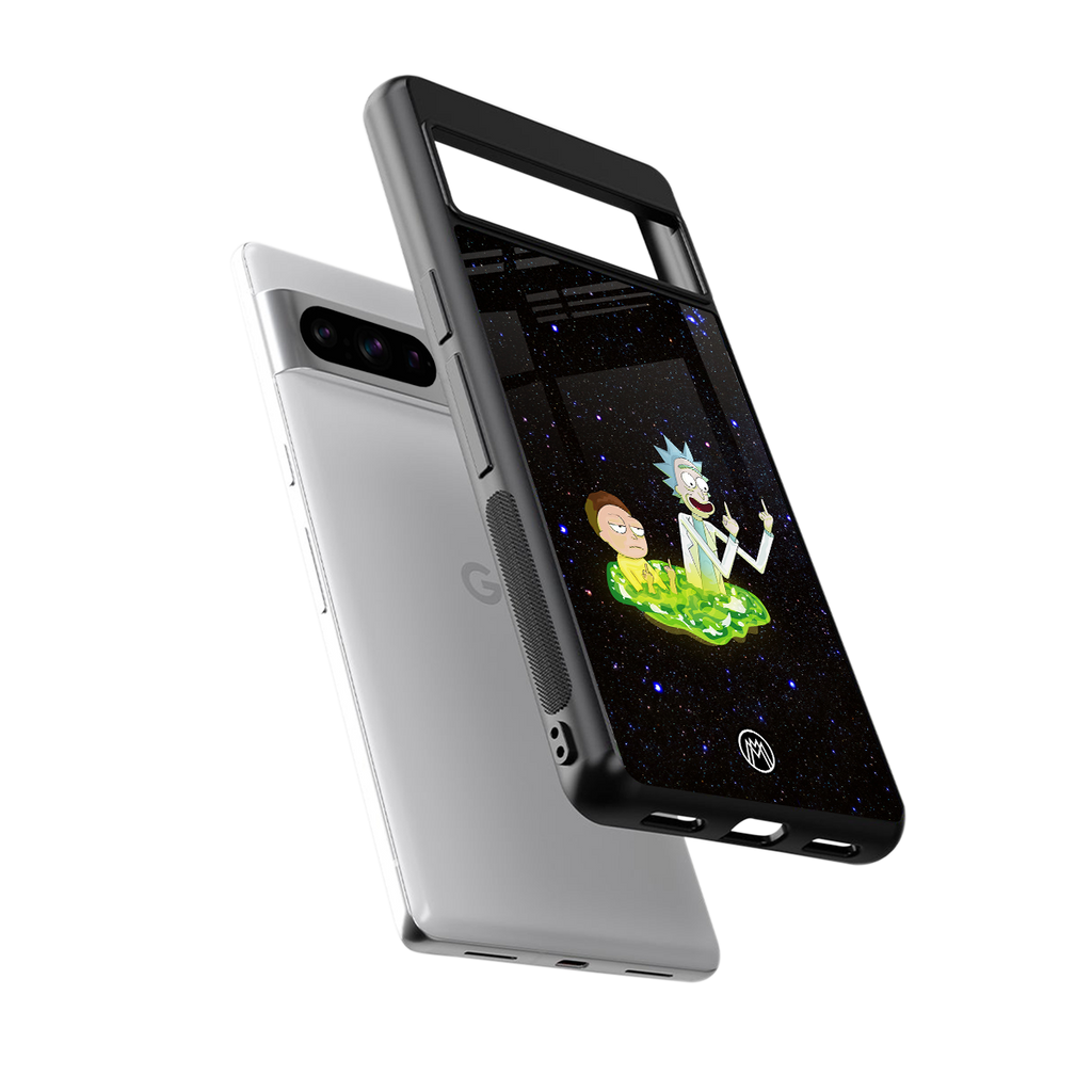 rick and morty fo aesthetic back phone cover | glass case for google pixel 8 pro