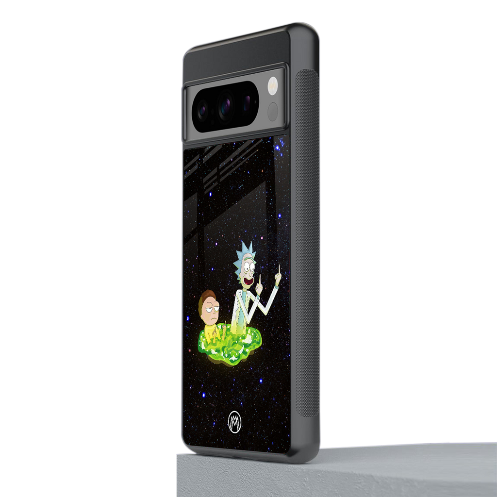 rick and morty fo aesthetic back phone cover | glass case for google pixel 8 pro